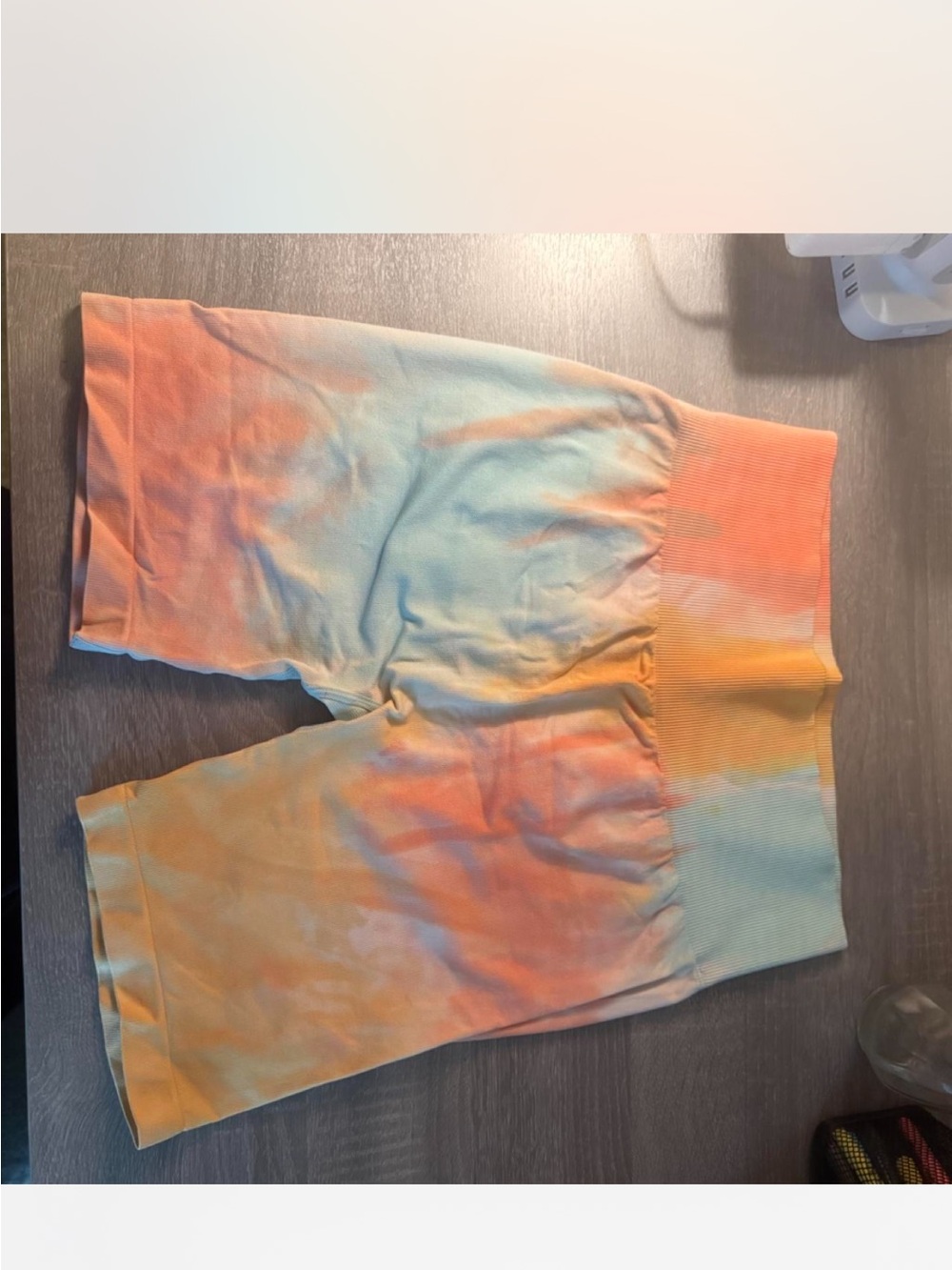 Tie-Dye Kids Bike Shorts - Orange & Blue